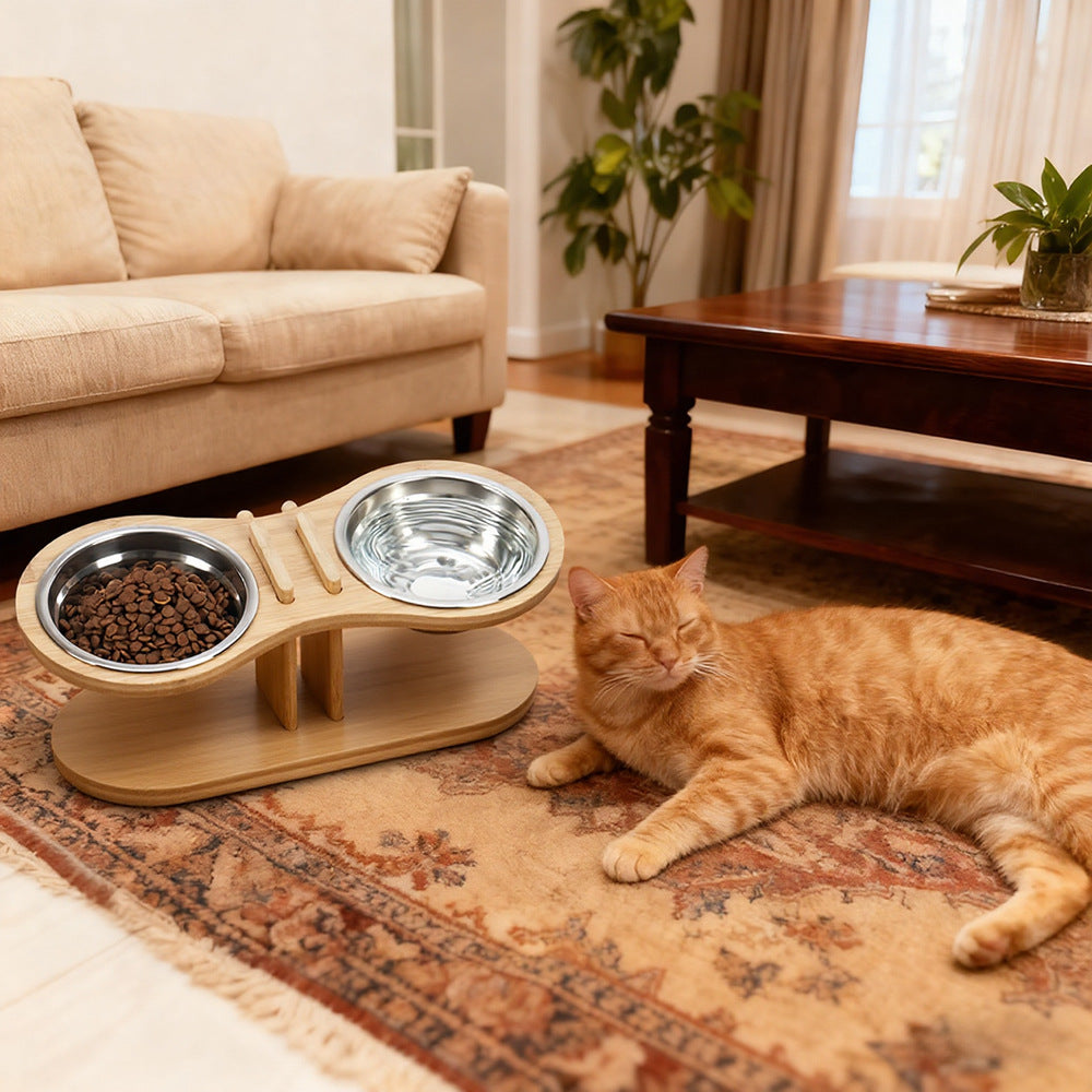 Elevate Your Pet's Dining Experience with Our Adjustable Tilted Feeding Bowl Stand